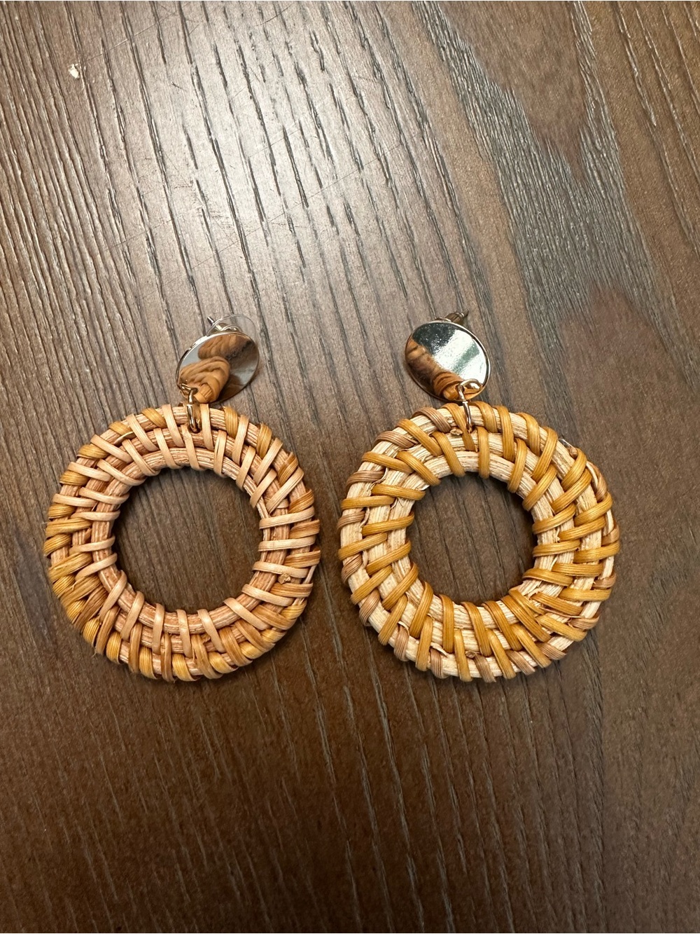 Raffia Rattan Boho Round Drop Dangle Earrings